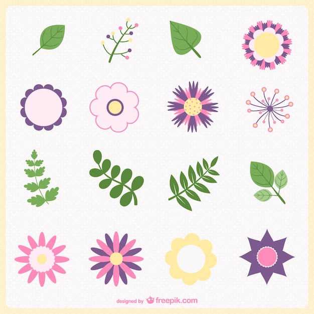 Vector gratuito flores y hojas minimalistas