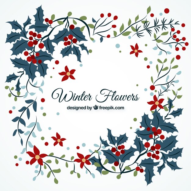 Flores y hojas de navidad