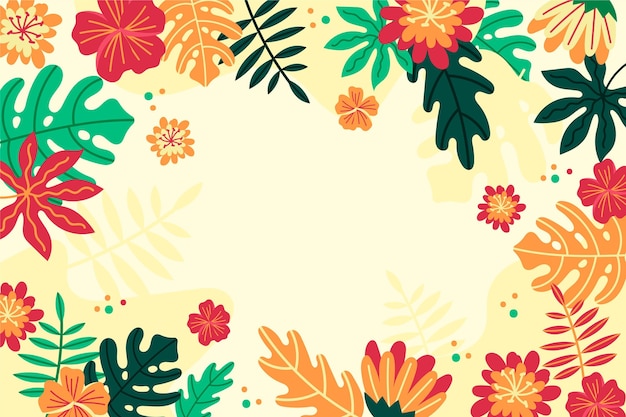 Vector gratuito flores / hojas tropicales - fondo para zoom