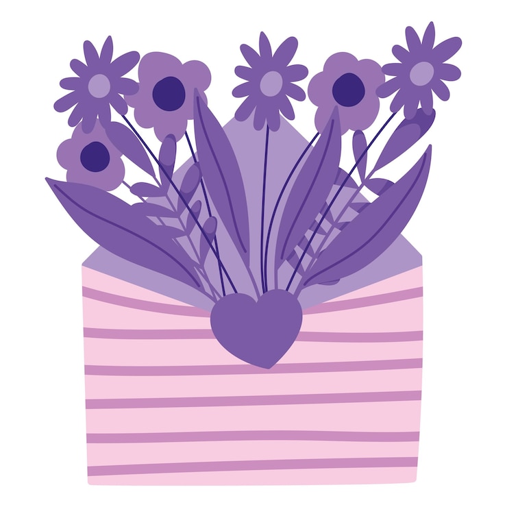 Vector gratuito flores en un icono de mensaje de sobre