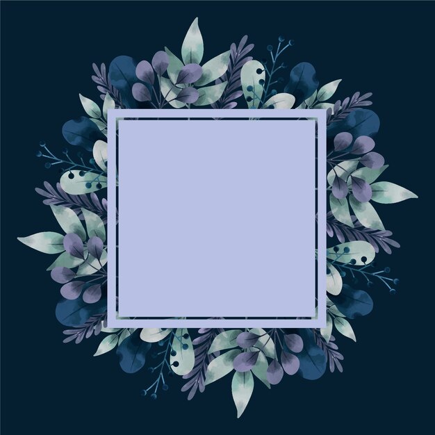 Flores de invierno con banner vacío dibujado a mano