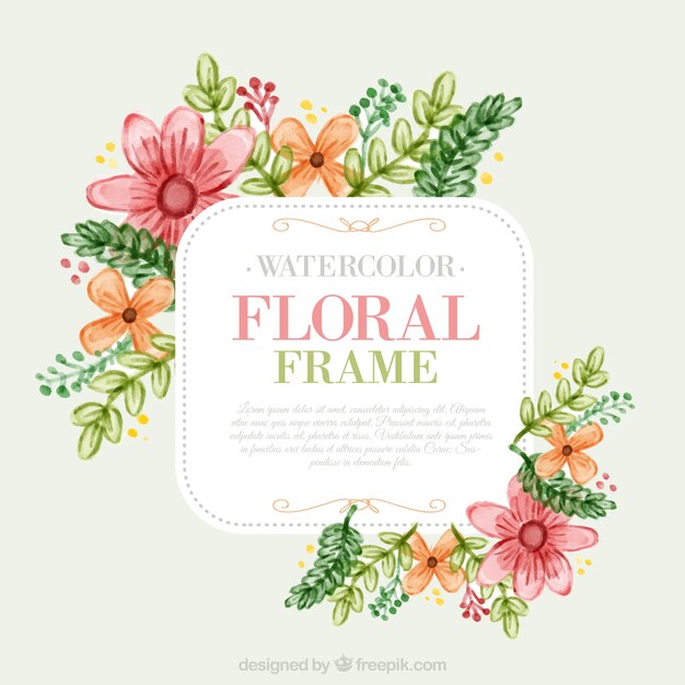 flores lindo de la acuarela con las hojas etiqueta florales