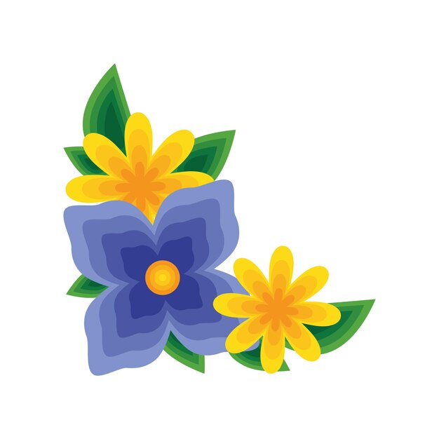 las flores del marco de la esquina florecen icono aislado
