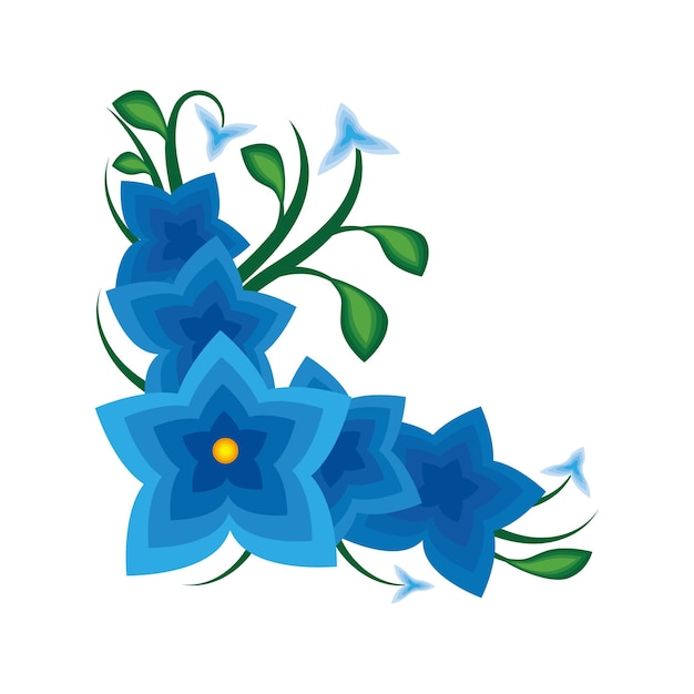 las flores del marco de la esquina florecen icono aislado
