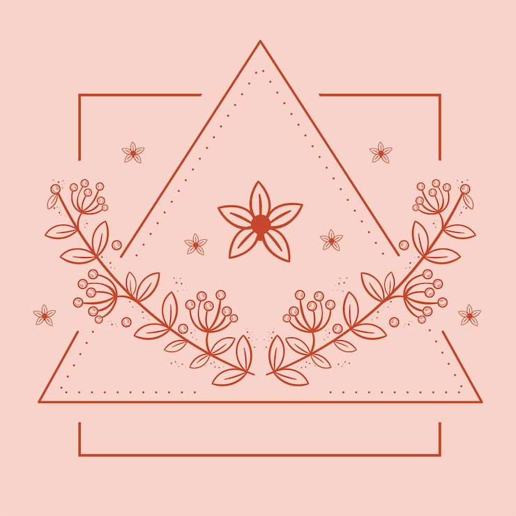 Vector gratuito flores en marco triangular