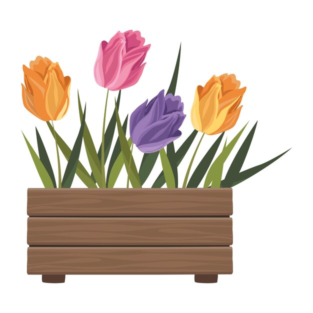 Flores de primavera en icono de cesta