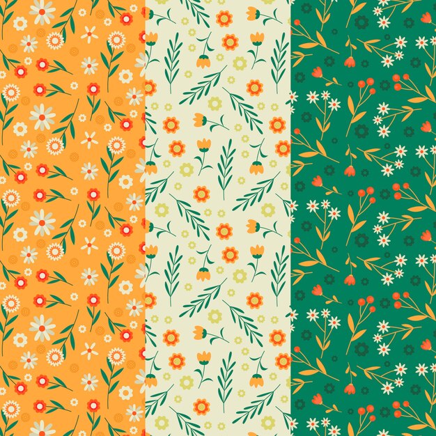Flores de primavera vintage y hojas de patrones sin fisuras