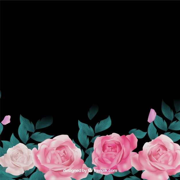 Flores realistas sobre fondo oscuro