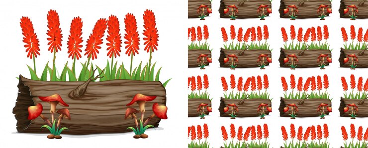 Vector gratuito flores y registro de aloe vera sin costuras