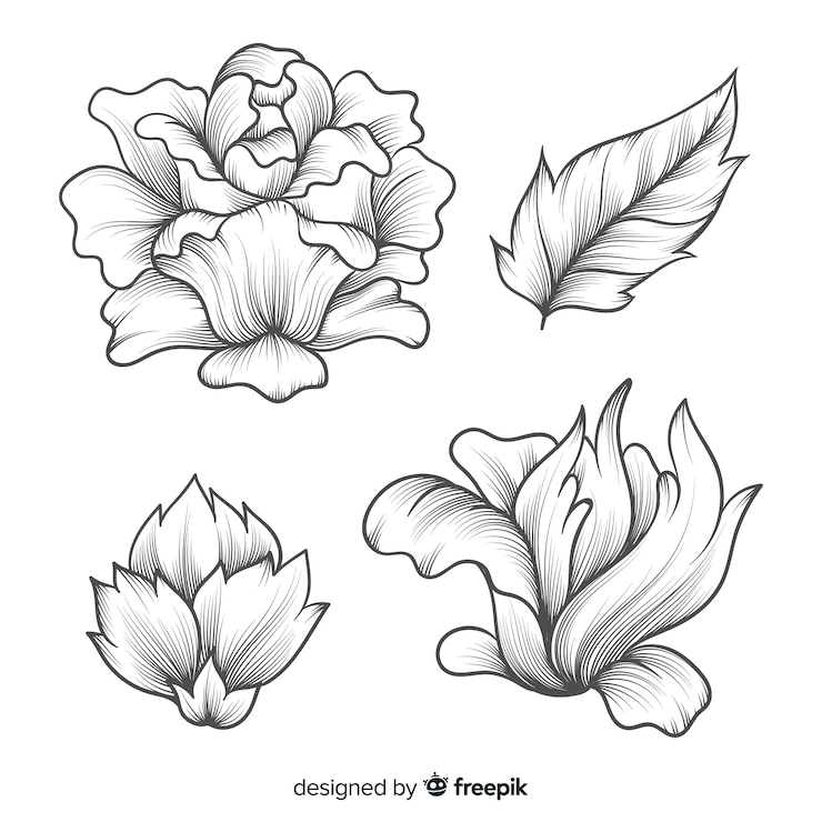 Vector gratuito flores vintage barrocas realistas dibujadas a mano