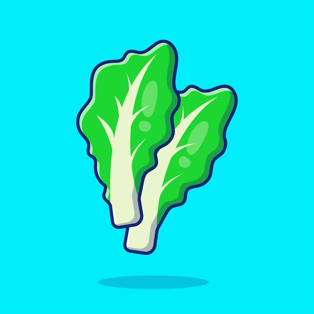 Flotante lechuga mostaza verde dibujos animados vector icono ilustración comida naturaleza icono concepto aislado