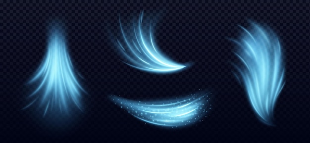 Flujo de aire azul efecto de luz viento frío ola fresca