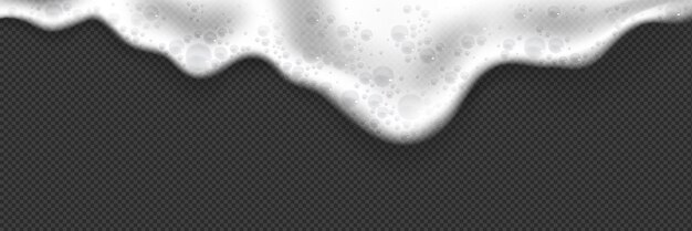 Flujo de espuma blanca sobre un fondo transparente