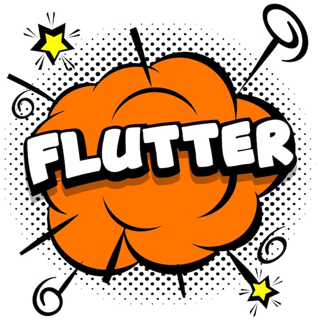 Vector gratuito flutter comic plantilla brillante con burbujas de discurso en marcos coloridos