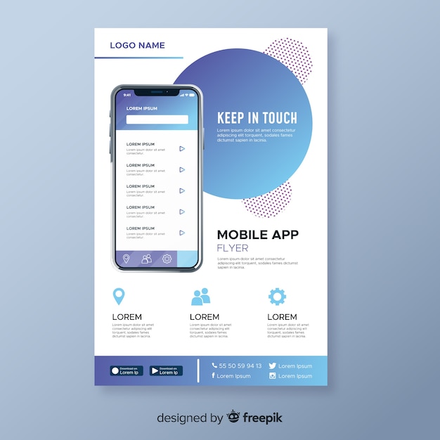 Flyer abstracto app móvil