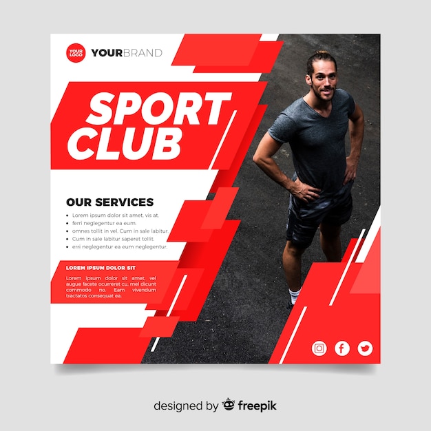 Flyer del club deportivo con foto