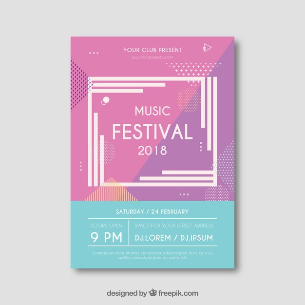 Flyer creativo moderno para festival de música