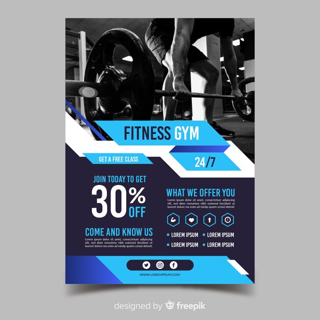 Flyer deportivo con plantilla de foto