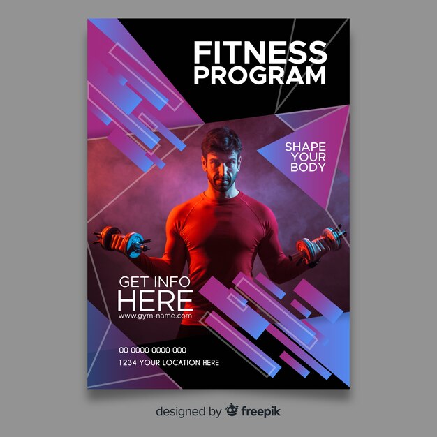 Flyer deportivo con plantilla de foto