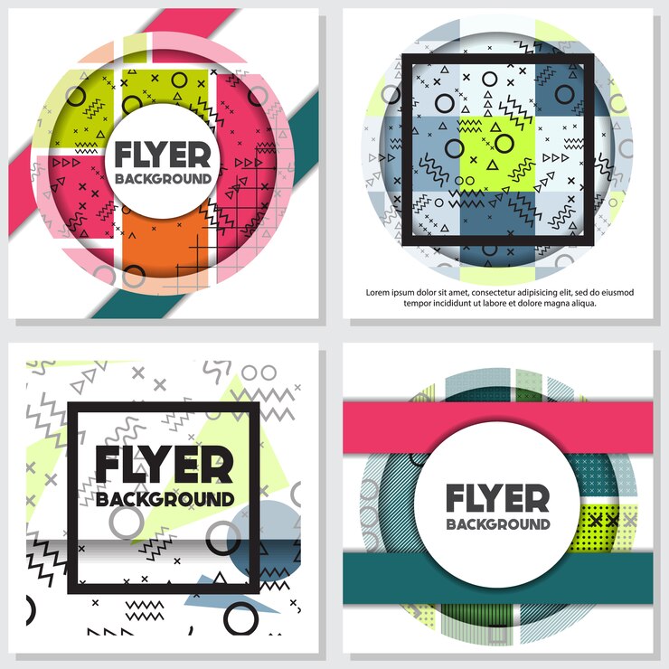 Vector gratuito flyer con diseño de formas geométricas