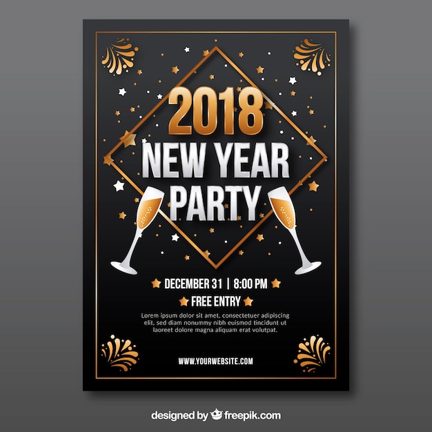 Flyer elegante para fiesta de año nuevo