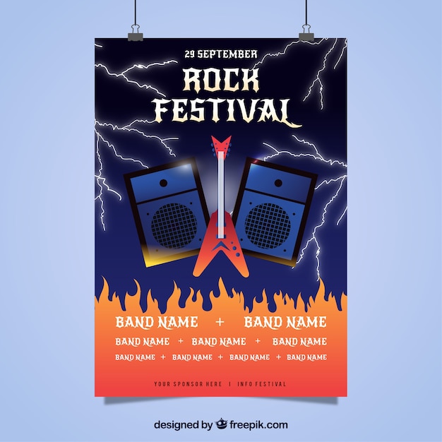 Vector gratuito flyer para festival de rock