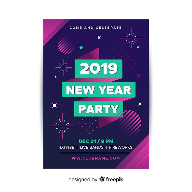 Flyer de fiesta de año nuevo 2019