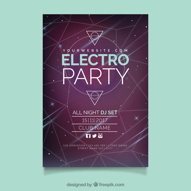 Flyer de fiesta de electro