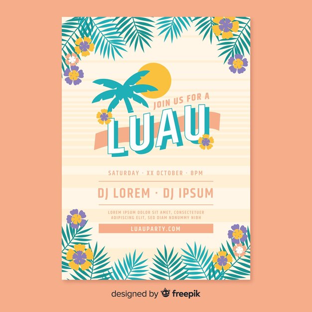 Flyer de fiesta luau