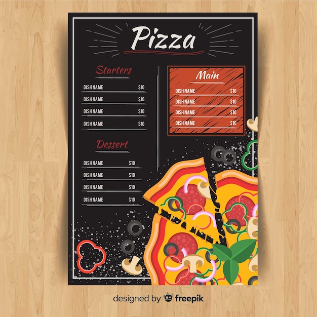 Vector gratuito flyer menú pizza