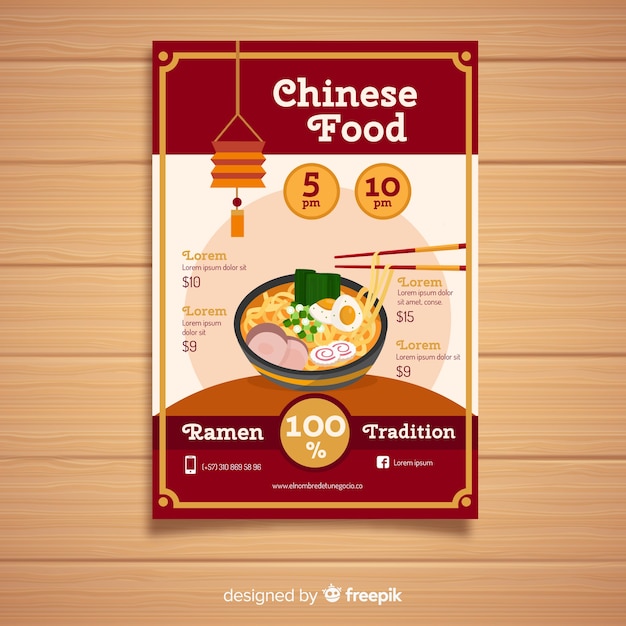 Flyer restaurante chino ramen plano