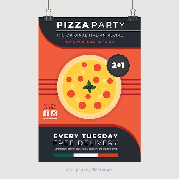 Vector gratuito flyer restaurante pizza plano