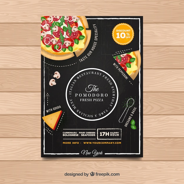 Vector gratuito flyer restaurante pizza