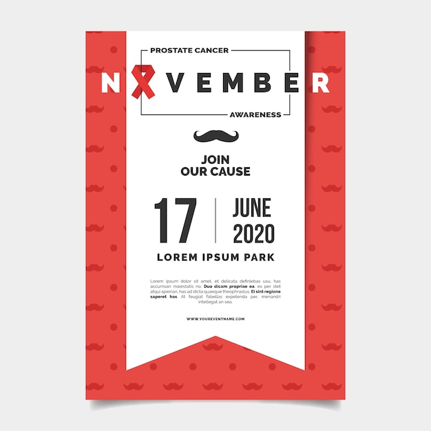 Vector gratuito flyer rojo de movember