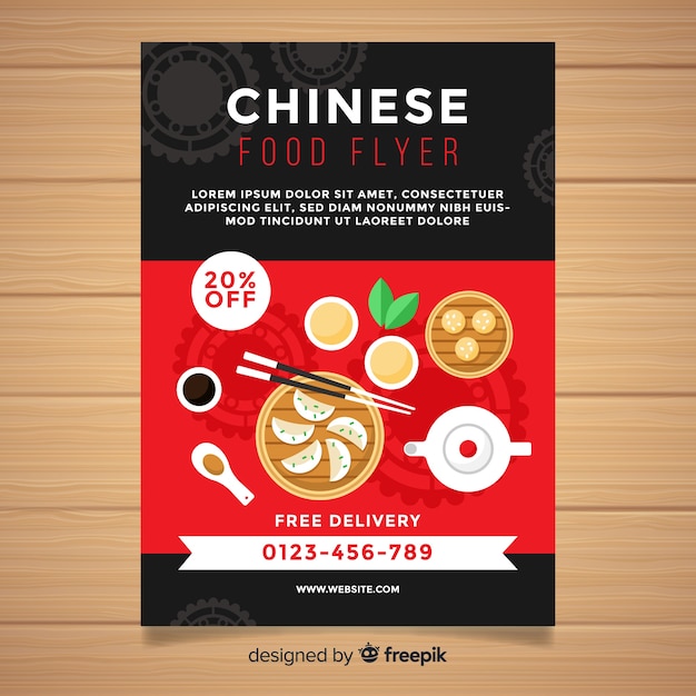 Vector gratuito flyer simple comida china