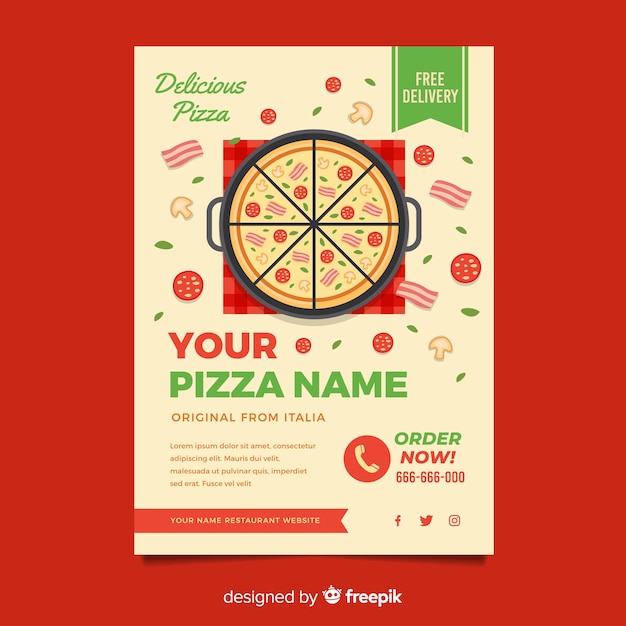 Vector gratuito flyer simple pizza