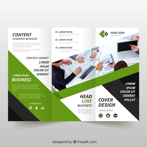 Flyer verde de negocios tríptico