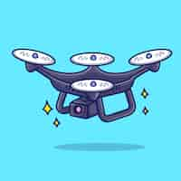 Vector gratuito flying drone cámara dibujos animados vector icono ilustración objeto tecnología icono concepto aislado plano