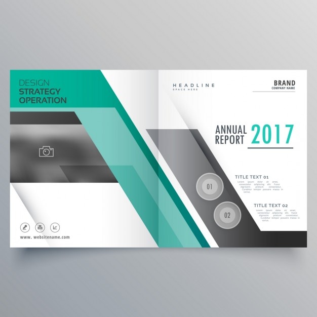 Vector gratuito folleto abierto con formas turquesas