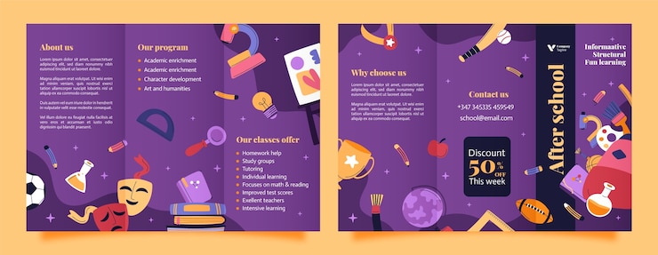 Vector gratuito folleto de actividades extraescolares dibujado a mano