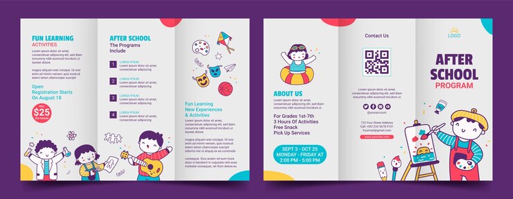 Vector gratuito folleto de actividades extraescolares dibujado a mano