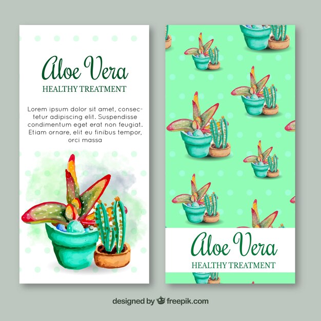 Vector gratuito folleto de aloe vera en acuarela