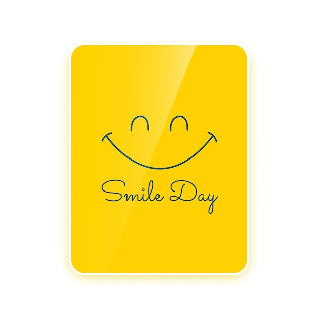 Vector gratuito folleto amarillo del día de la sonrisa feliz y alegre con vector de cara alegre