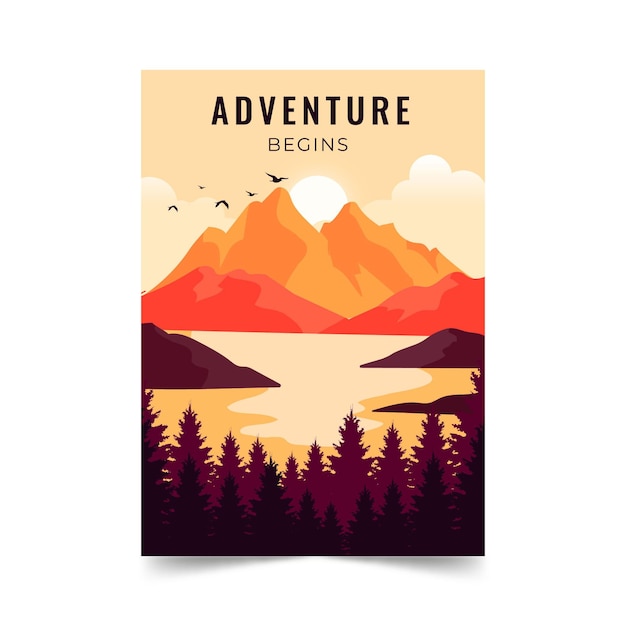 Vector gratuito folleto de aventura de diseño plano