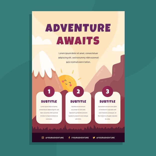 Folleto de aventura plana