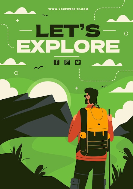 Folleto de aventura plana