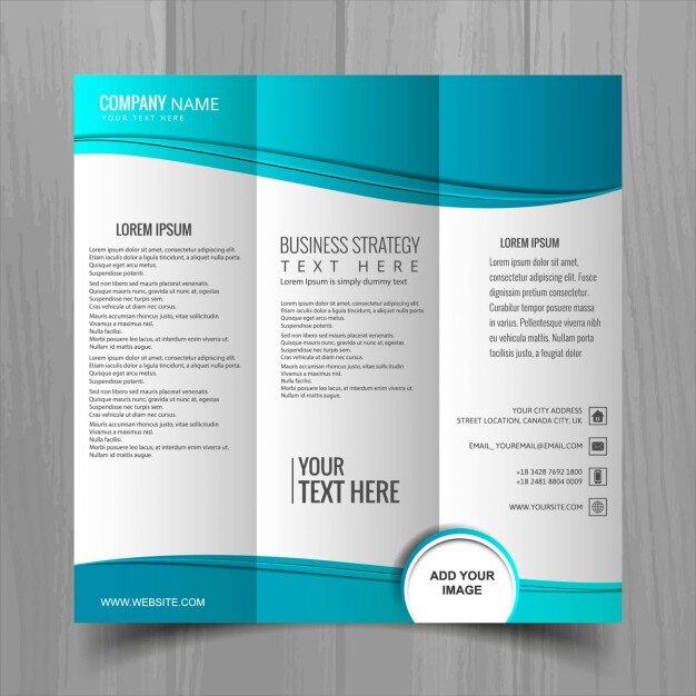 Vector gratuito folleto azul, tres secciones