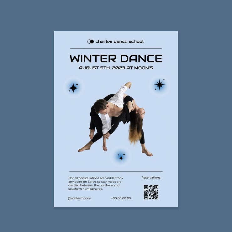 Vector gratuito folleto de baile de invierno moderno degradado
