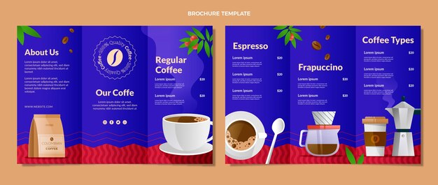 Folleto de cafetería minimalista de diseño plano