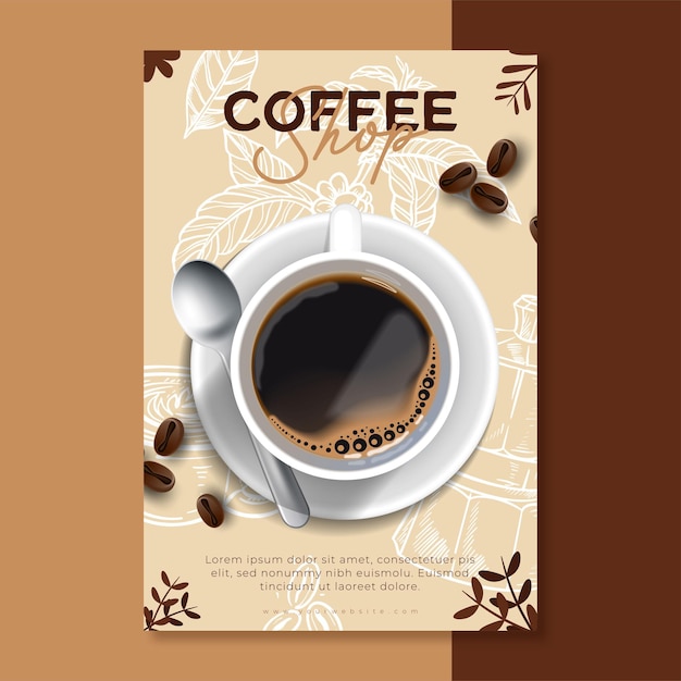 Vector gratuito folleto de cafetería vertical